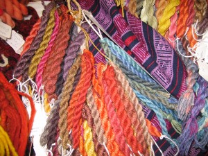 Samples of dyed yarns