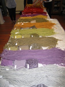 The tables with our fibres awaiting our collection