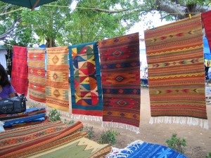 Handwoven wool rugs from the looms of the Zapotec weavers in Teotitlan de Valle, Oaxaca